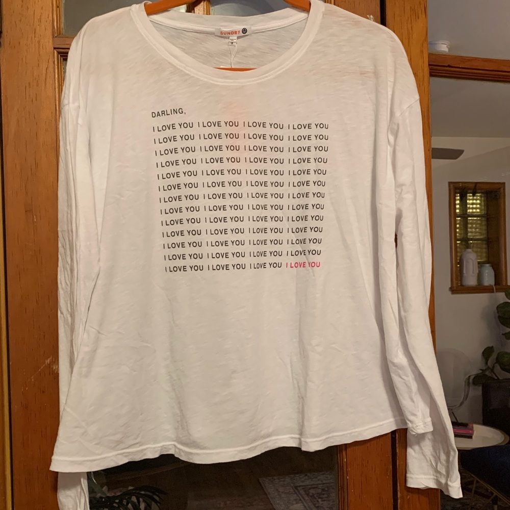 NWT SUNDRY Anthropologie ‘I Love you Darling’ long sleeve t-shirt size 3 large